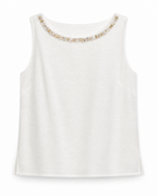 Estelle Embellished Neck Shell Top