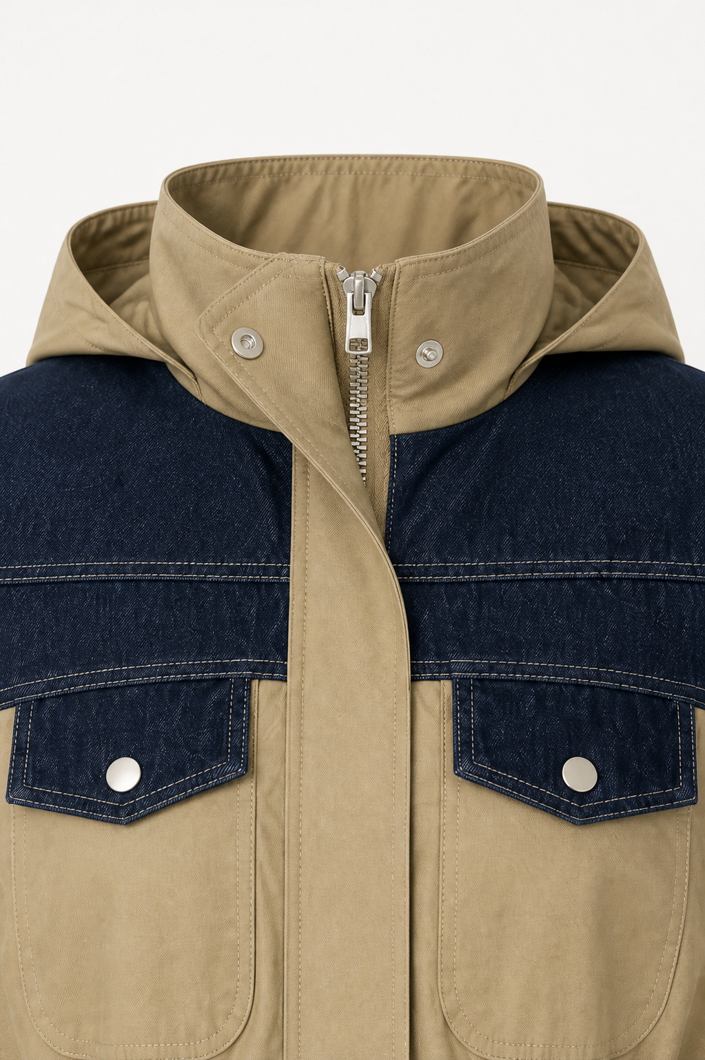 Sloane Contrast-Yoke Utility Jacket