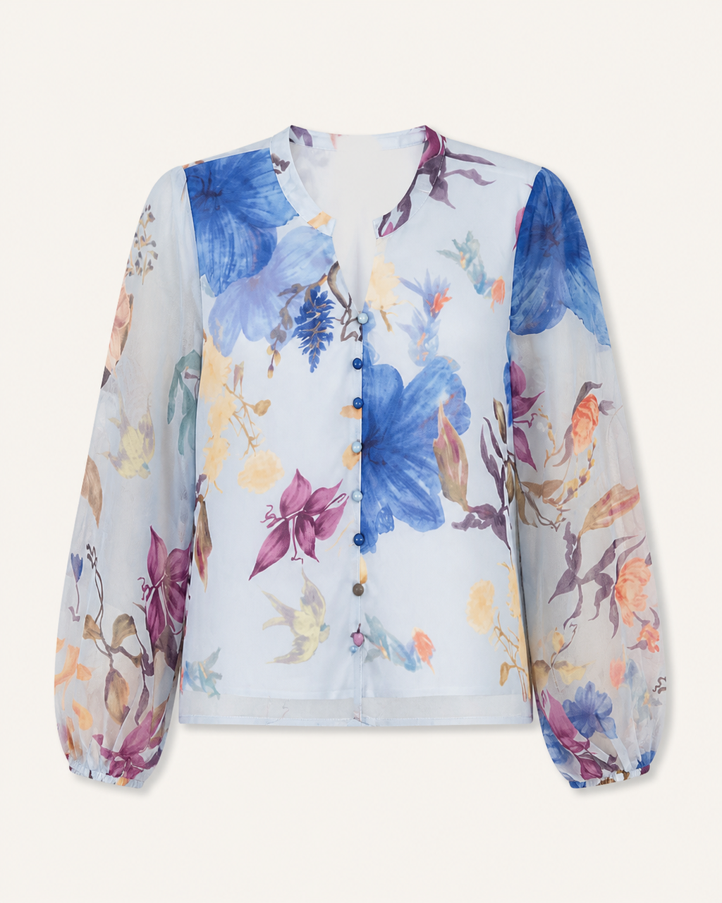 Liora Watercolour Floral Chiffon Blouse
