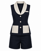 Celine Contrast Trim Top & Shorts Set