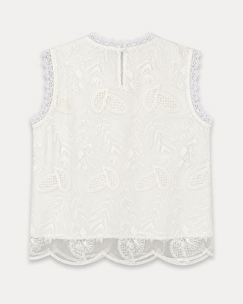 Aurelia Embroidered Organza Sleeveless Top