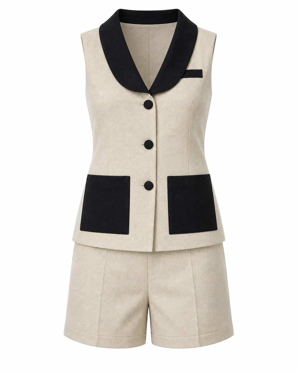 Celine Contrast Trim Top & Shorts Set