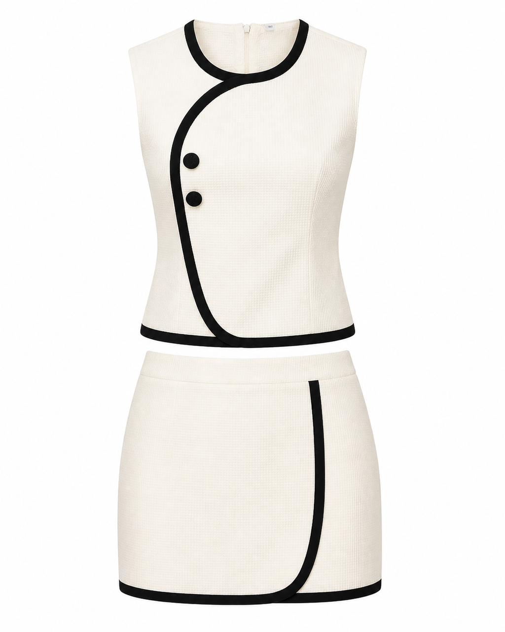 Camille Contrast Piping Top & Skirt Set