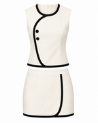 Camille Contrast Piping Top & Skirt Set