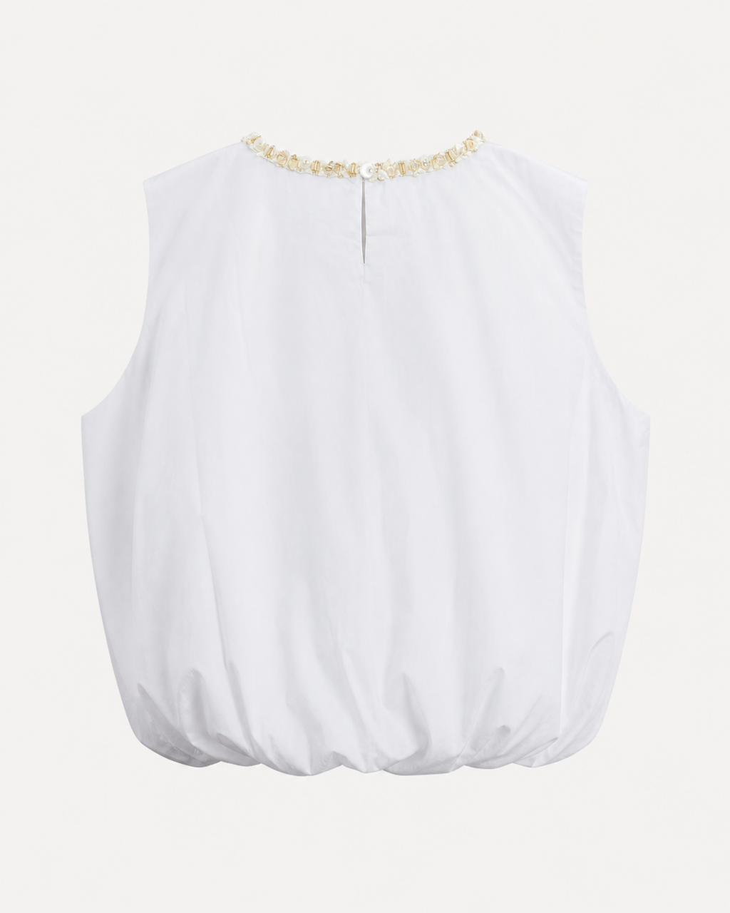 Elara Embellished Neck Bubble Hem Top