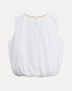 Elara Embellished Neck Bubble Hem Top