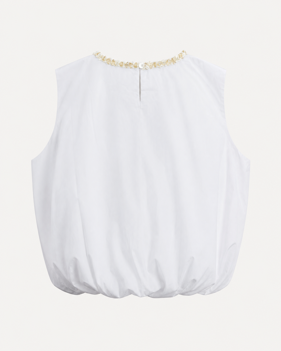 Elara Embellished Neck Bubble Hem Top