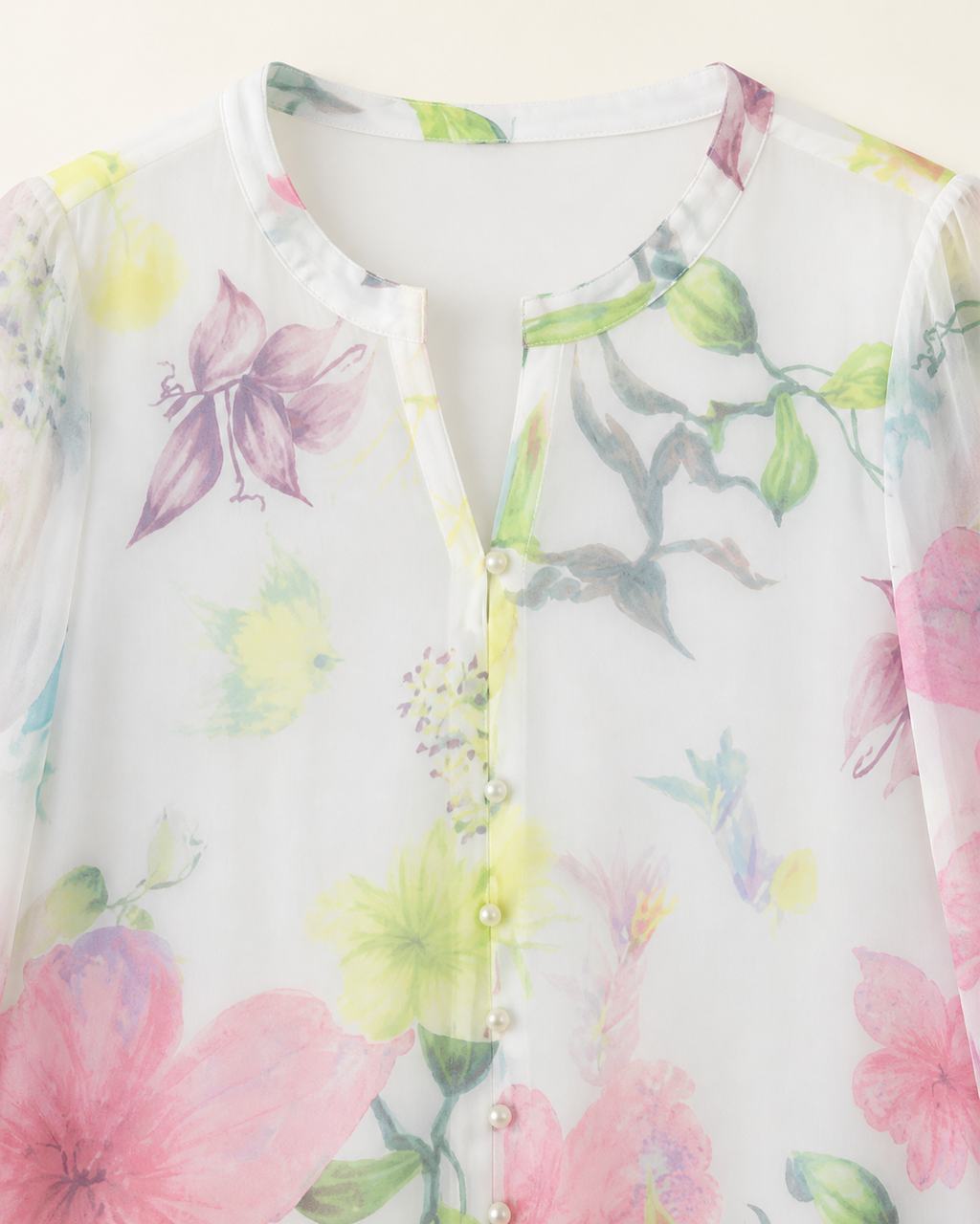 Liora Watercolour Floral Chiffon Blouse