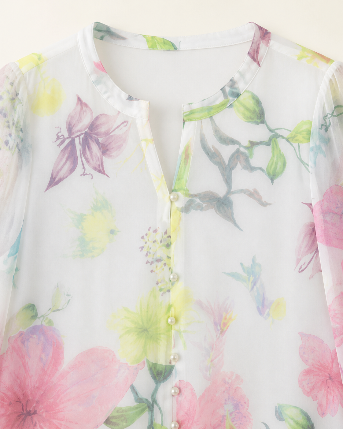 Liora Watercolour Floral Chiffon Blouse