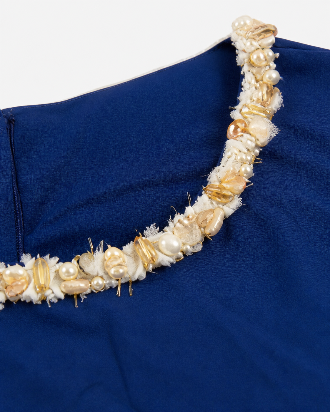 Elara Embellished Neck Bubble Hem Top