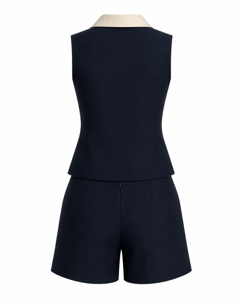 Celine Contrast Trim Top & Shorts Set
