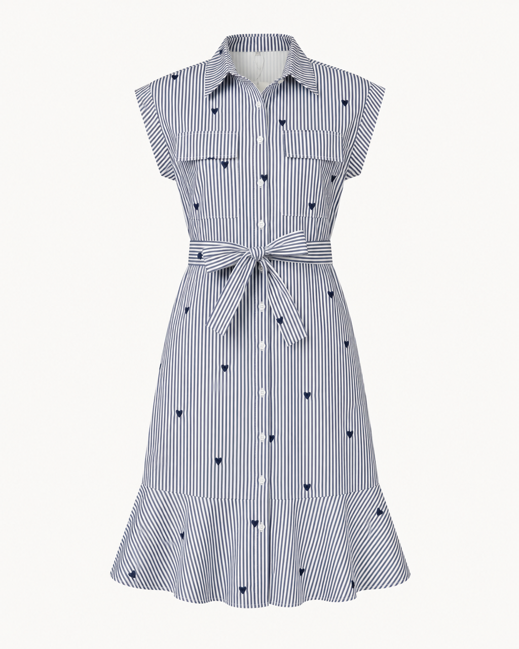 Amelie Heart Pinstripe Shirt Dress