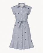Amelie Heart Pinstripe Shirt Dress