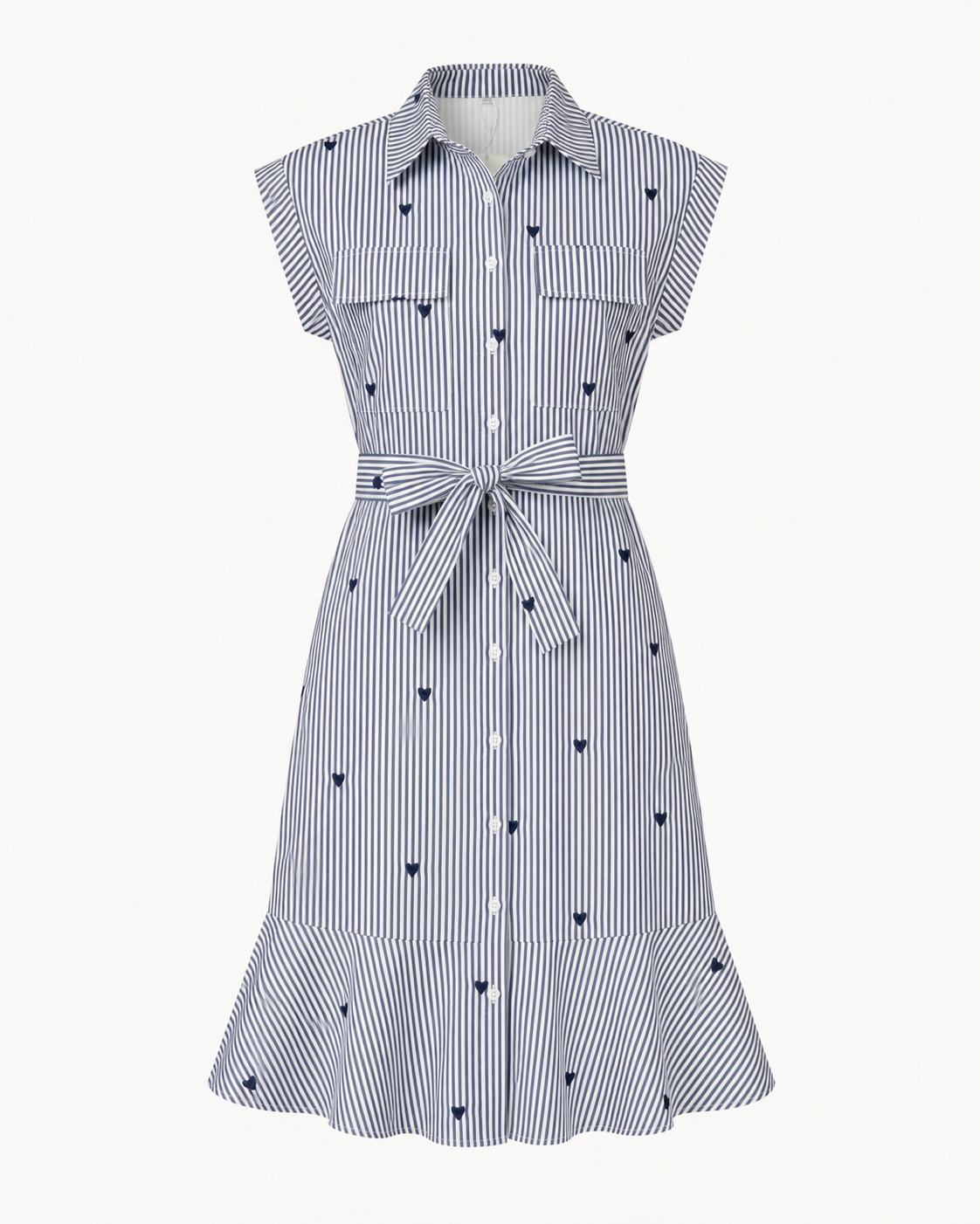Amelie Heart Pinstripe Shirt Dress