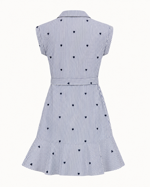 Amelie Heart Pinstripe Shirt Dress
