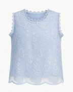 Aurelia Embroidered Organza Sleeveless Top