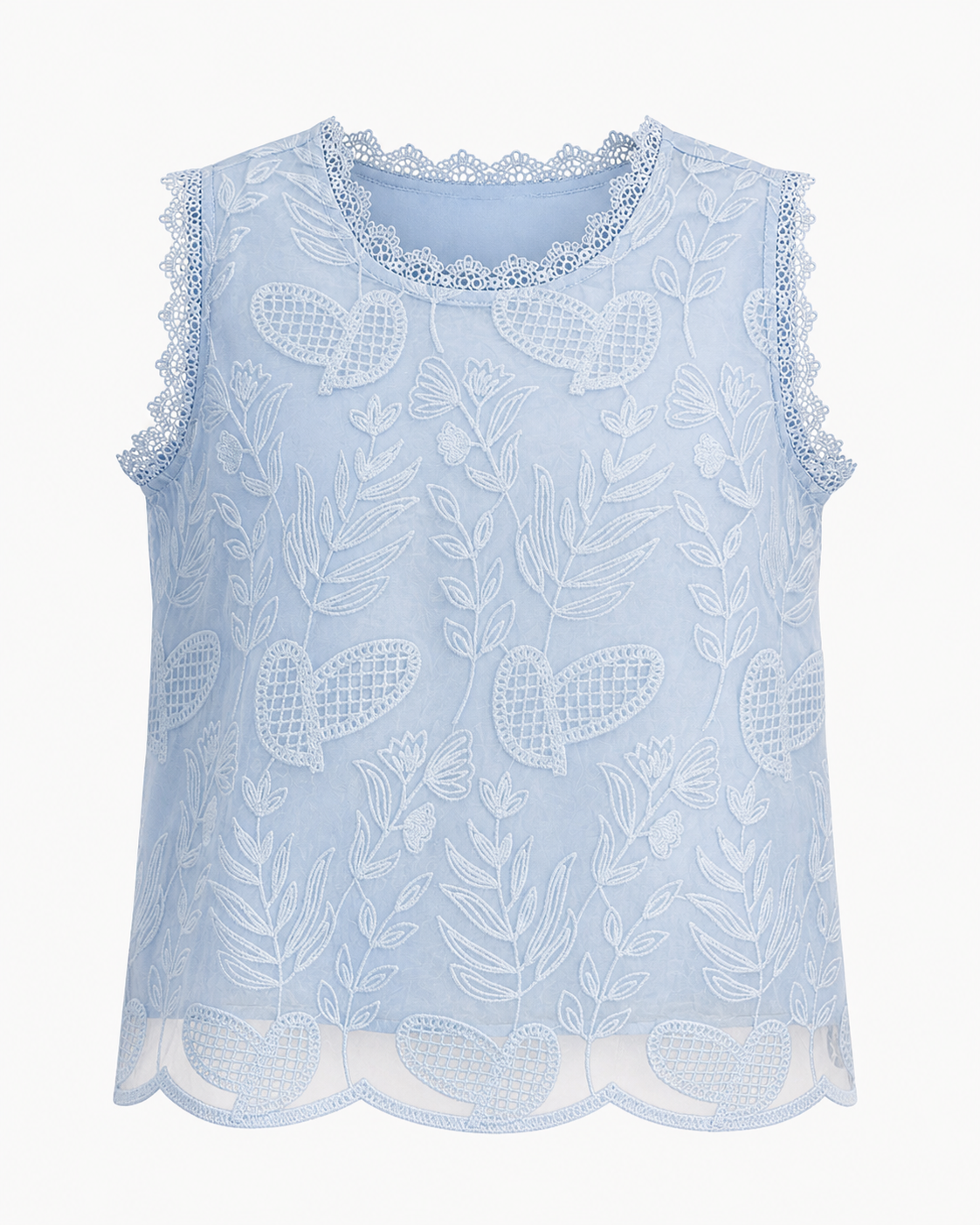 Aurelia Embroidered Organza Sleeveless Top