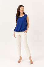 Elara Embellished Neck Bubble Hem Top