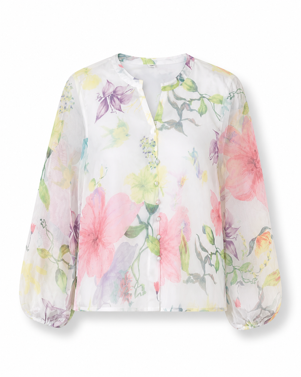 Liora Watercolour Floral Chiffon Blouse