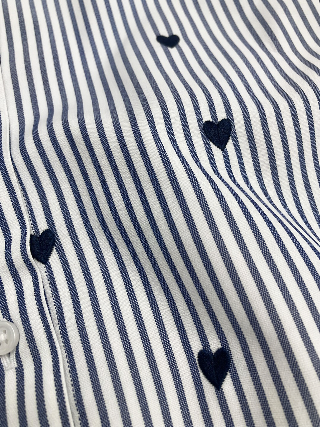 Amelie Heart Pinstripe Shirt Dress