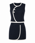 Camille Contrast Piping Top & Skirt Set