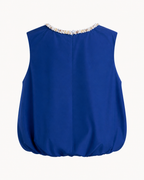 Elara Embellished Neck Bubble Hem Top