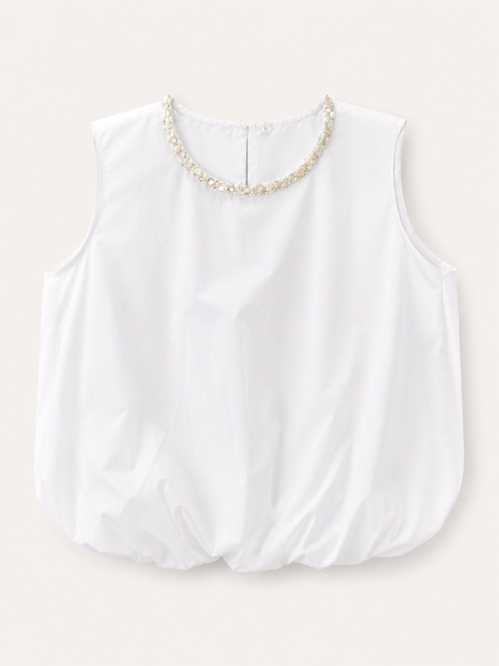 Elara Embellished Neck Bubble Hem Top