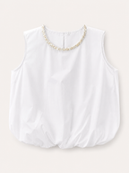 Elara Embellished Neck Bubble Hem Top