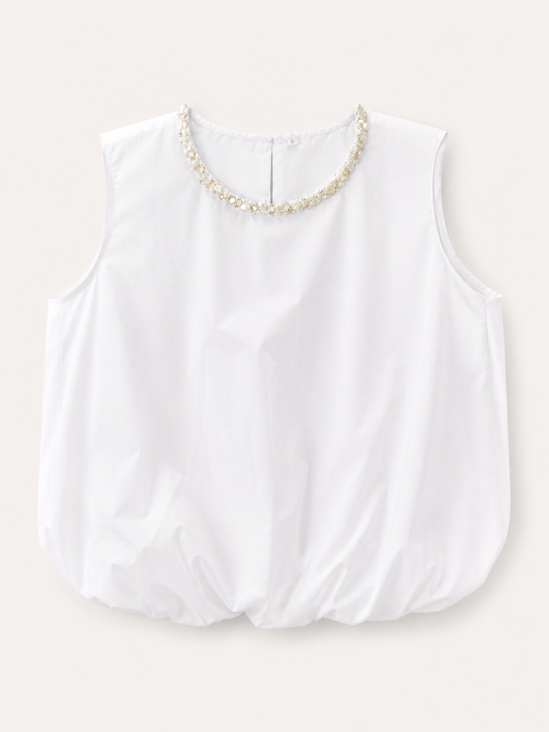 Elara Embellished Neck Bubble Hem Top