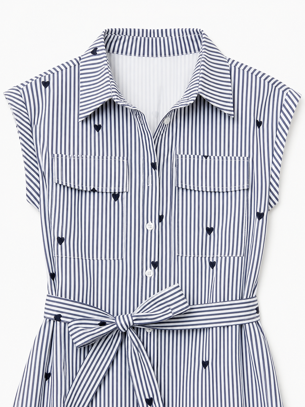Amelie Heart Pinstripe Shirt Dress
