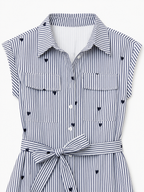 Amelie Heart Pinstripe Shirt Dress